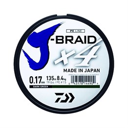 Daiwa J-Braid 4 Kat 135Mt Koyu Yeşil Örgü İp Misina # 0,21 Mm