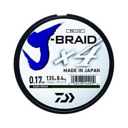 Daiwa J-Braid 4 Kat 135Mt Koyu Yeşil Örgü İp Misina # 0,13 Mm